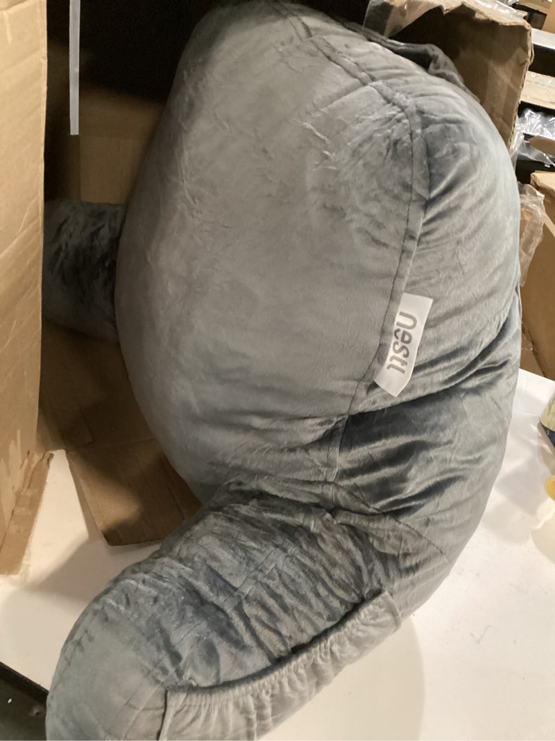 Condition photo showing Good Condition for Nestl Reading Pillow with Shredded Memory Foam, Designed for Sitting Up in Bed and Couch, Back and Arms Adjustable Support for Adult & Teens Backrest Pillows for Reading, with Washable Cover Dark Grey Standard 18" 07 - Dark Grey