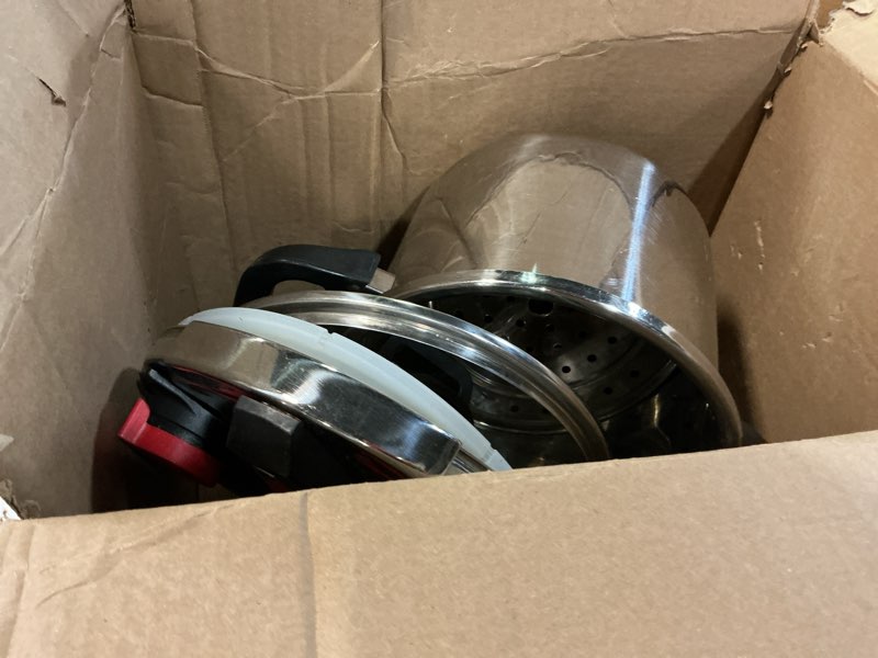 Condition photo showing As Is for 3-In-1 Stainless Steel Pressure Cooker 8 QT: [Save 70% Time] [3 PSI Settings], One-Hand Locking, Induction Compatible, Glass Lid & Steamer Rack Included, Olla de Presion