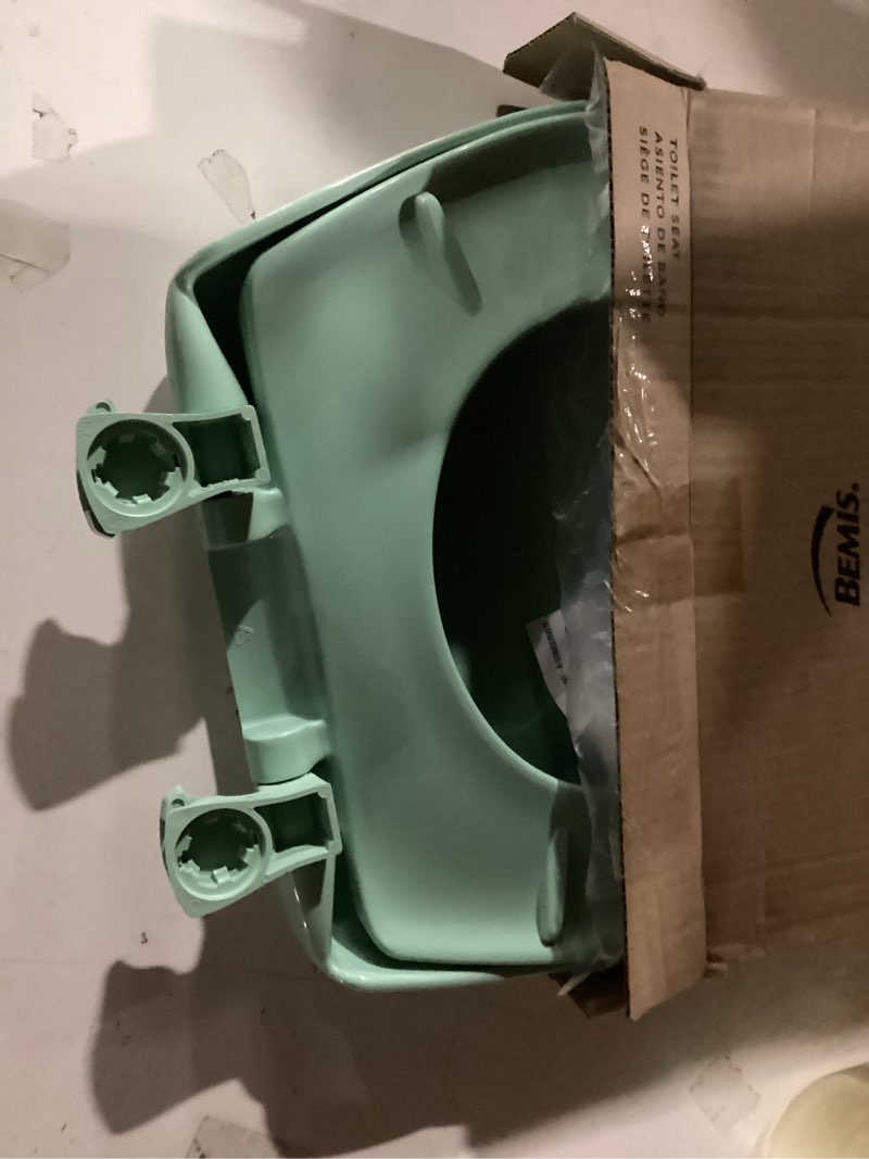 Condition photo showing As Is for Bemis Classic Colors Slow Close Toilet Seat, Easy Clean Hinges and Durable Plastic Seat, Made in USA, Round, Ming Green Round Ming Green