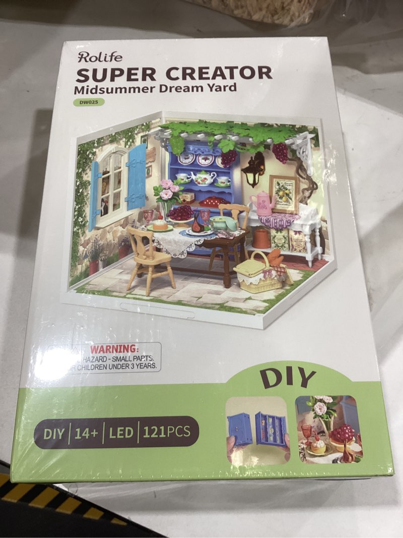 Condition photo showing New/Like New for ROBOTIME Super Creator Kits, Miniature House Kit, DIY Plastic House Building Toy Set with LED, Tiny Garden Making Kit Model Craft Hobby Unique Gift (Midsummer Dream Yard)