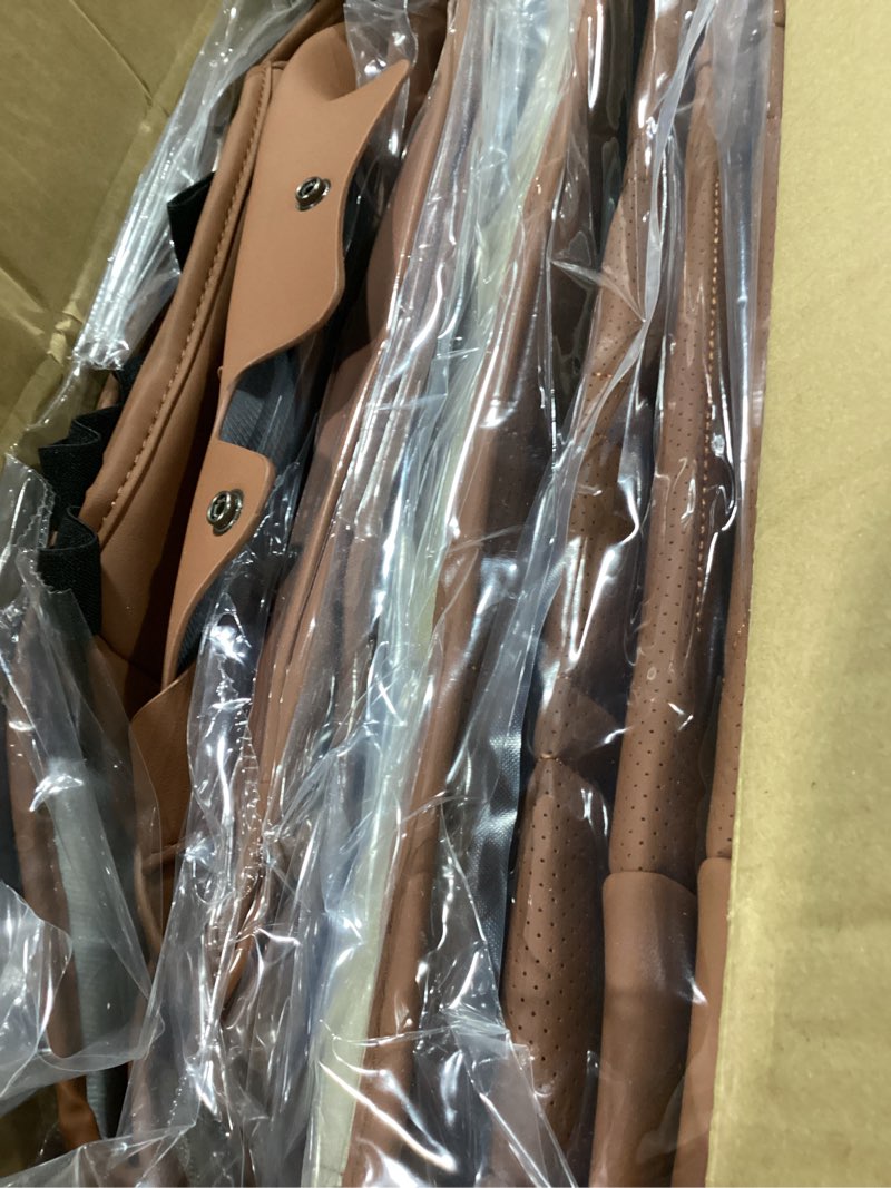 Condition photo showing Good Condition for tiehesyt car seat covers full set, breathable leather automotive front and rear seat covers & headrest for reduce the driving fatigue, compatible with most vehicles, cars (brown, front pair) mature brown front pair