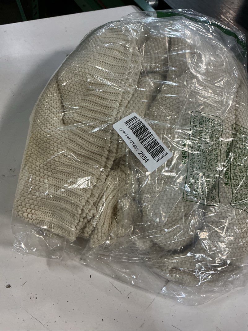 Condition photo showing As Is for longhui bedding cream cotton cable knit throw blanket for couch sofa bed, home decorative throw blanket for couch, lightweight woven throw blankets with bonus laundering bag, 3.4 pounds 60 x 80 beige 60"x80" cream