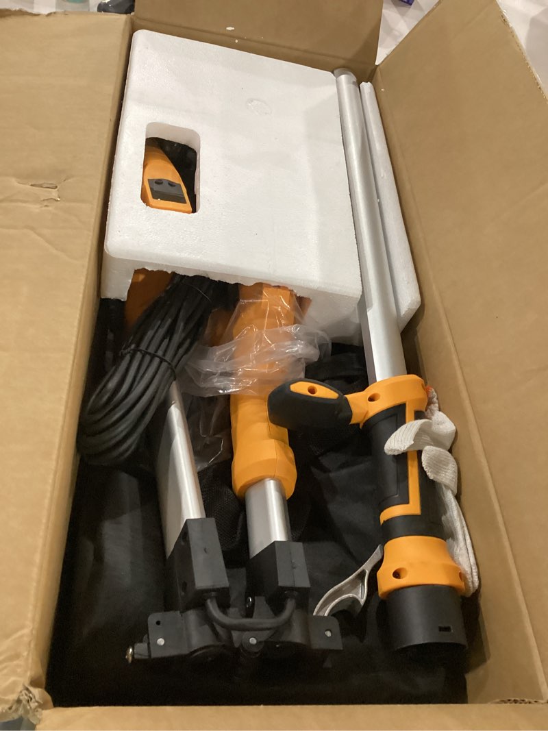 Condition photo showing New/Like New for electric drywall sander, 950w drywall power sander with vacuum dust collector, 9 variable speed 800-2100rpm, led light, dustless wall sander for drywall, popcorn ceiling, corner etc orange