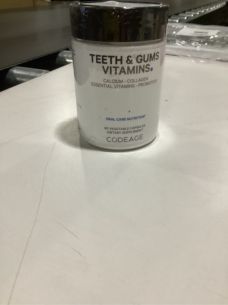 Codeage Teeth & Gums Vitamins + Oral Probiotics Supplement for Mouth - Whole Food Calcium, Collagen,