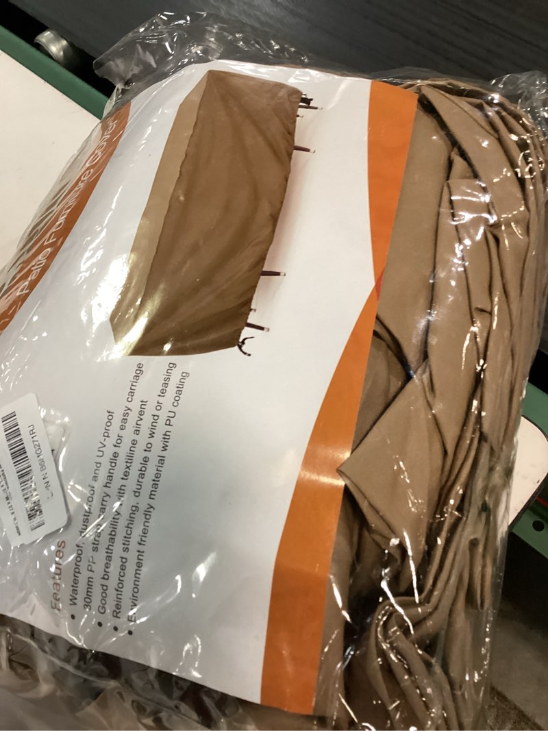 Condition photo showing Good Condition for tempera outdoor dining set cover for outside table and chairs, rectangle patio table covers for outdoor furniture, anti-fading, windproof,102''l x 74''w x 27.8''h,taupe taupe l102*h27.8*w74