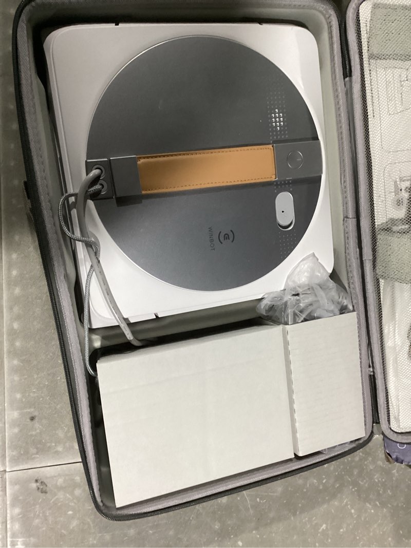 Condition photo showing As Is for ECOVACS Winbot W1 Pro Window Cleaning Robot, Intelligent Cleaning with Dual Cross Water Spray Technology, Win SLAM 3.0 Path Planning, 2800Pa Suction Power, Edge Detection Technology, App Control,Grey