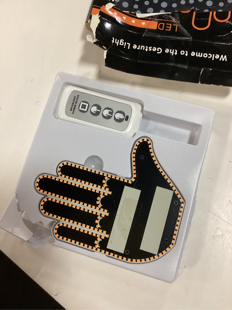 Condition photo showing As Is for finger gesture light, funny led hand sign with remote, glowgesture for car truck - ideal gifted car accessories, truck accessories (fgl-240z) man-medium