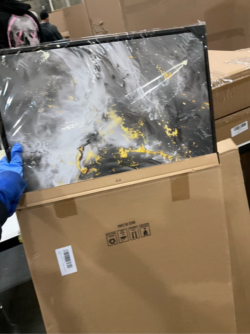 Condition photo showing New/Like New for Wall Art Abstract Space Nebula Artwork Painting Black and White Canvas Prints for Living Room Bedroom Dining Room Home Office Decor Large Framed Ready to Hang 20"x40" 40L" x 20W" Abstract Sea