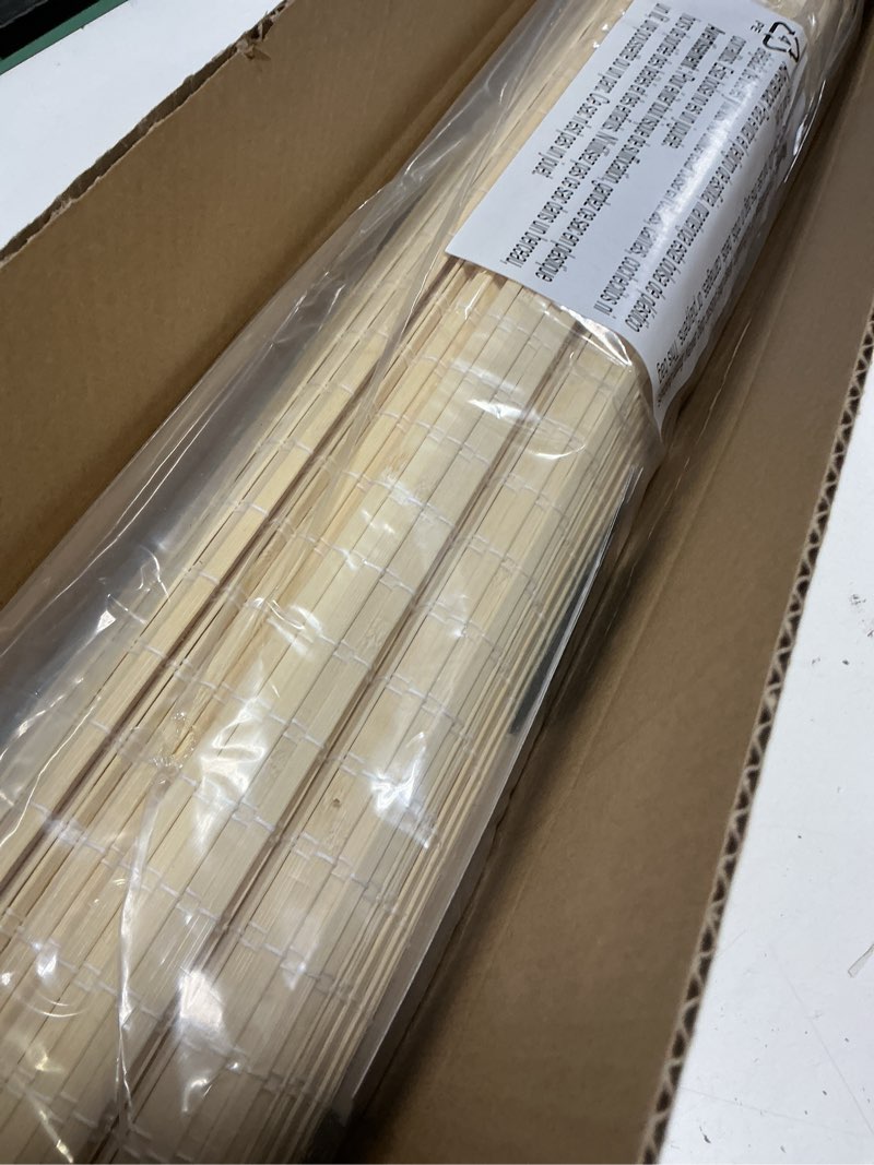 Condition photo showing Good Condition for lazblinds no tools no drill cordless bamboo roman shades, privacy room darkening window treatment, roll up bamboo blinds for window 33'' w x 64'' h, dp-natural dp-natural 33'' w x 64'' h