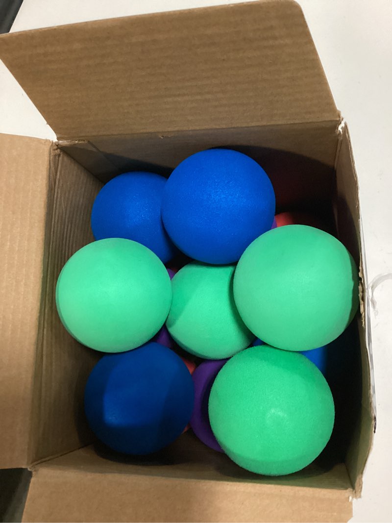 Condition photo showing New/Like New for gejoy 24 pieces soft foam balls bulk lightweight mini balls for safe indoor toys fun assorted colors sponge balls birthday party favors bag gifts for boys and girls 2.36 inch