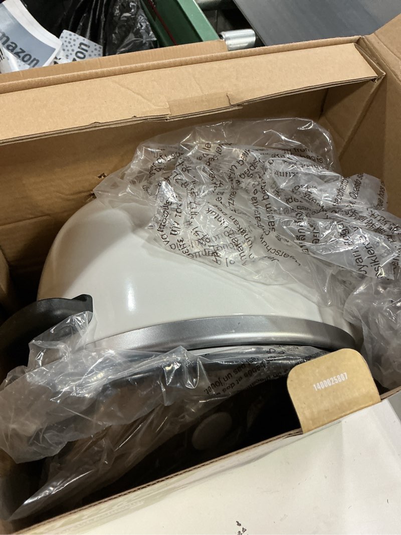 Condition photo showing As Is for greenlife 6qt slow cooker, non-toxic pfas-free ceramic nonstick removable interior bowl, programmable, family friendly, keep warm, stovetop & oven safe, dishwasher safe crock, timer, glass lid, white 6 quarts white