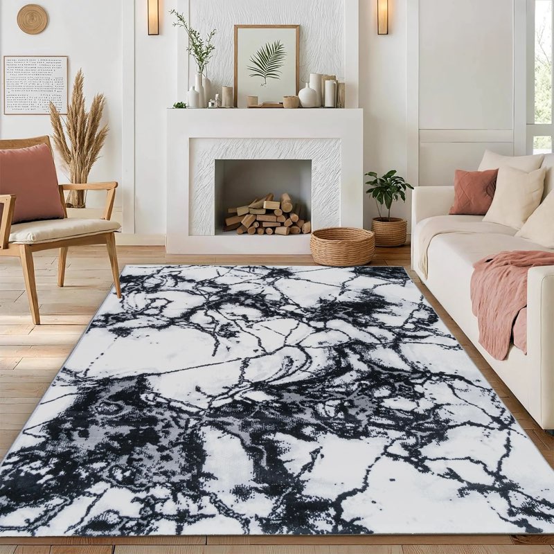 cozirita 5x7 modern abstract area rug for living room, soft medium pile carpet, non-shedding easy ca