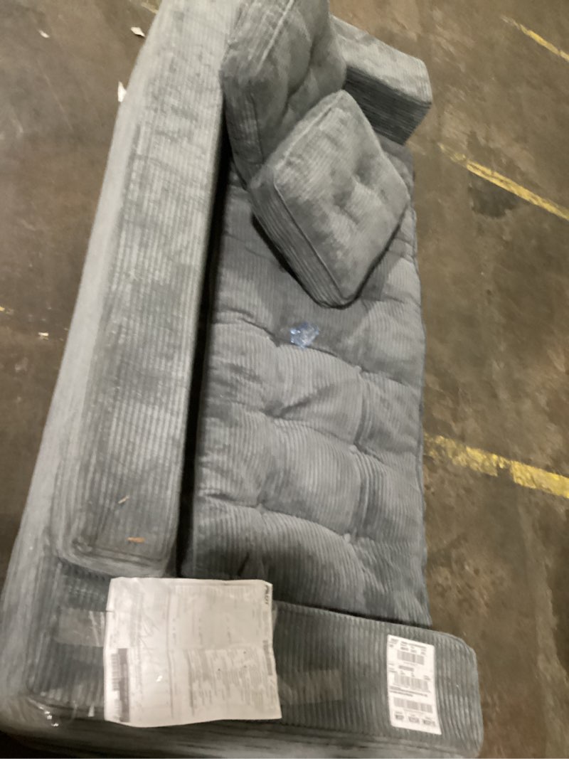 Condition photo showing Good Condition for MAXYOYO Giant Bean Bag Chair for Adults, Upholstered Loveseat Floor Sofa with Pillows and Armrests, Large Bean Bag Sofa Plush Chair Bean Bag Couch for Bedroom Living Room, Grey Loveseat Grey
