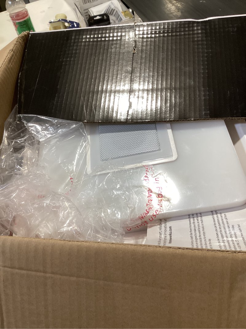 Condition photo showing As Is for homewerks 7130-13-bt white decorative led, bluetooth bathroom exhaust fan new 