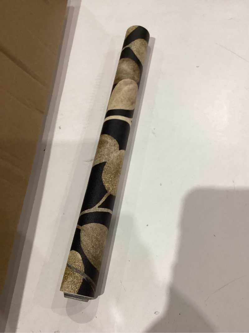 Condition photo showing As Is for Peel and Stick Wallpaper Industrial Textured Metallic Wallpaper Self Adhesive Distressed Wall Paper Roll, 20.8'' X 236.0'', Charcoal & Gold Peel and Stick 20.8" x 236"