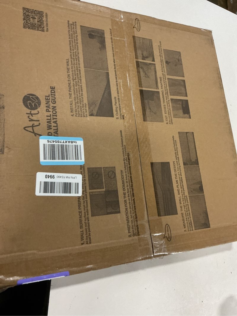 Condition photo showing New/Like New for Art3d Slat Wall Panel, 3D Fluted Textured Panel 12-Tile 19.7 x 19.7in. - Walnut 19.7 x 19.7in. Square - Walnut 12