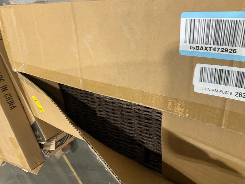 Condition photo showing As Is for Set of 2 Hand-Woven Paper Rope Wicker Baskets, Storage Basket, Foldable Cube Storage Bins, Brown Storage Cubes, Square Baskets for Organizing Shelves Decor, 12x12x12in Paper Rope Brown