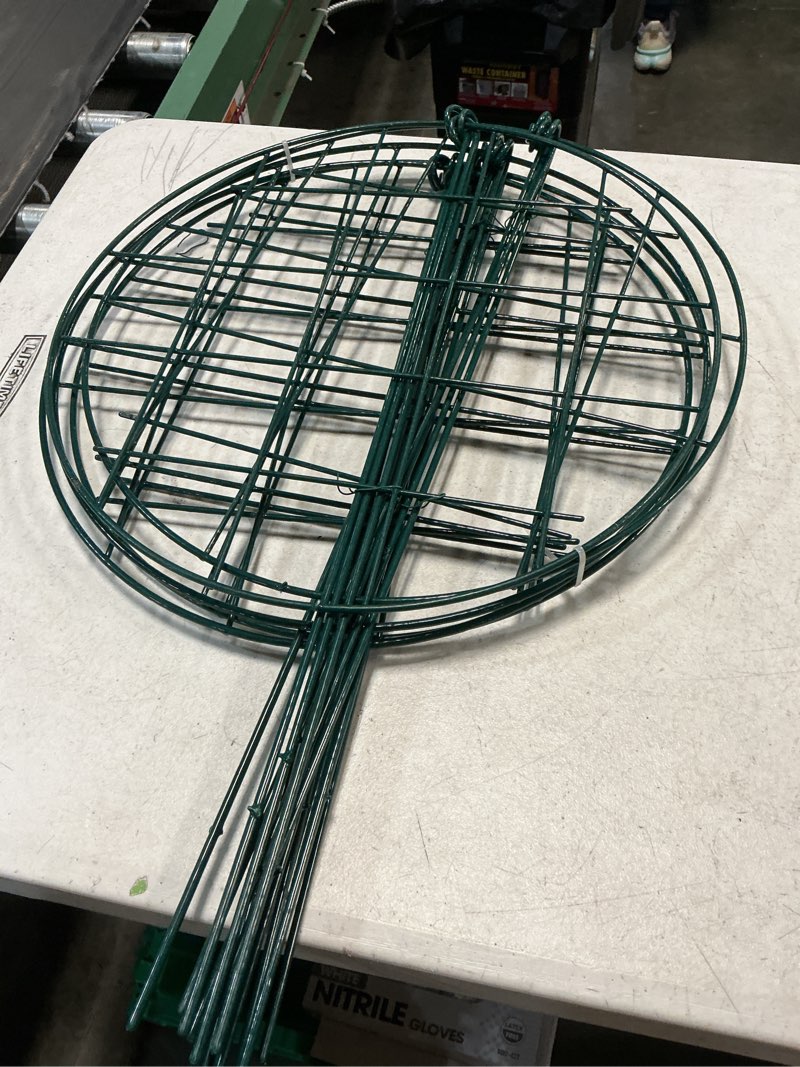 Condition photo showing Good Condition for mtb 12 x 16 inch poeny cage grow through grid plant brace flower support rings, pack of 5 round metal plant stakes rings, strong large garden supports for flowers, peonies, rose, lily