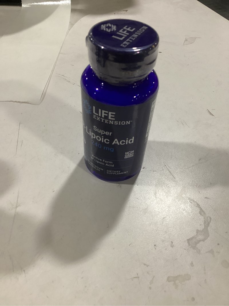 Condition photo showing Good Condition for Life Extension Super R-Lipoic Acid – Healthy Aging, oxidative Stress Defense – with 240 mg of Active R-Form of R-Lipoic Acid – Gluten-Free – Non-GMO – Vegetarian – 60 Capsules 60 Count (Pack of 1)