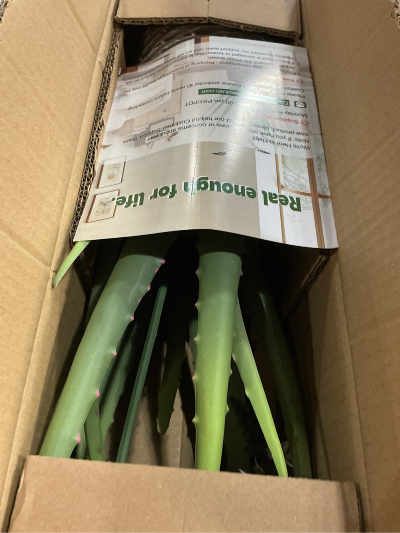 Condition photo showing New/Like New for 1.8ft artificial agave plants, 22" fake aloe vera plant with 13 leaves in brown pot, large faux floor plant for home office hotel bedroom patio balcony or garden indoor decor 1 22"