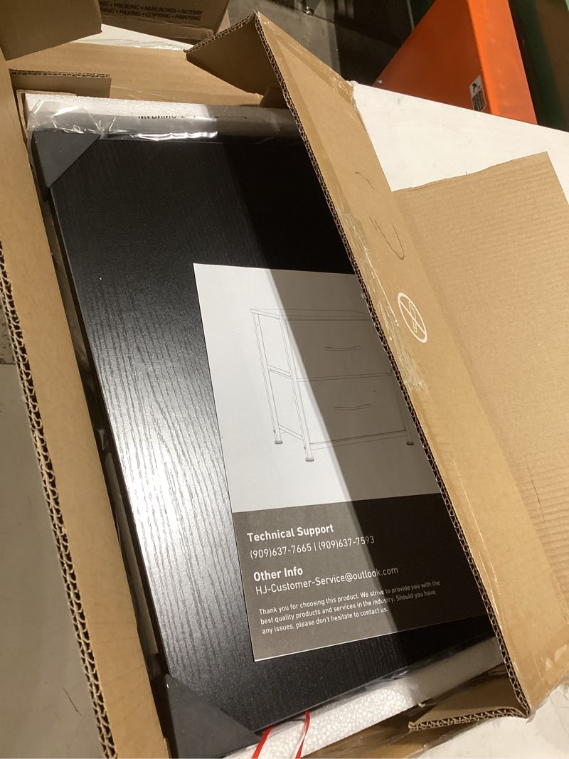 Condition photo showing Good Condition for Nightstand, Small 2 Drawer Dresser End Table Bedside Furniture, Wooden Top Fabric Bins for Bedroom, Closet, Entryway, Dorm, 11.8" D x 18" W x 20", Black Black 1