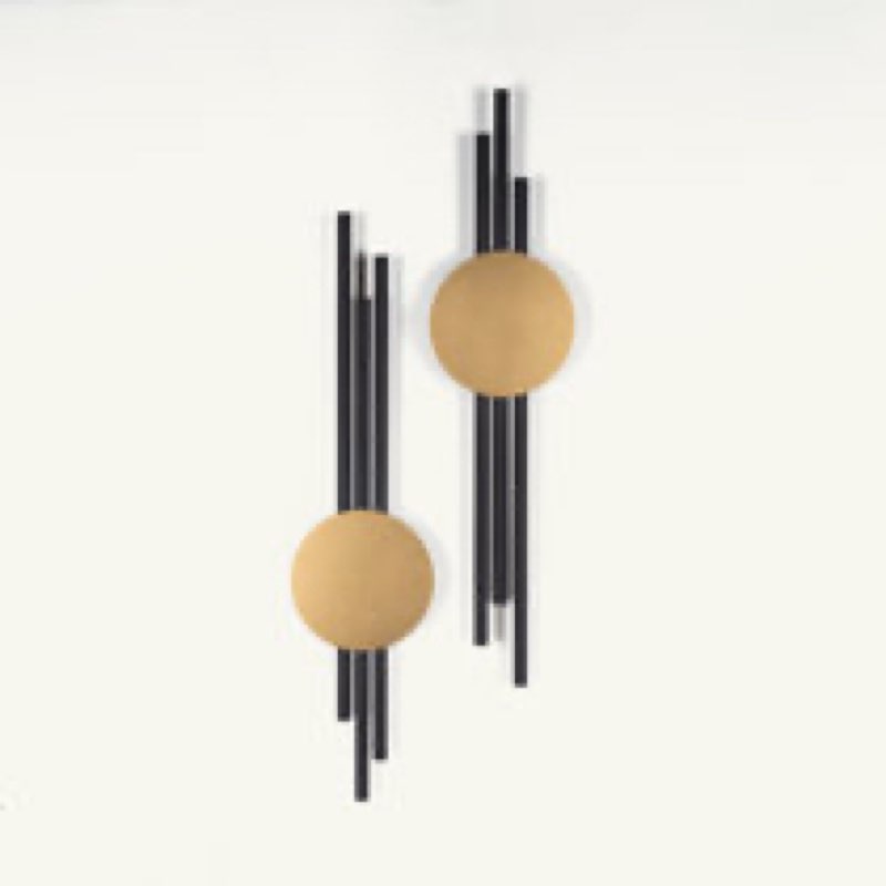 Antique Lines Metal Wall Decor Set of 2 (Can be hung vertically in either direction) - Black Gold Wall Art 