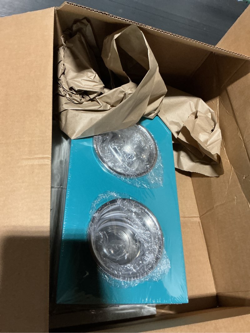 Condition photo showing Good Condition for elevated dog bowls with storage large breed 15" h raised dog bowl, 2 in 1 pet food storage container & feeder, galvanized steel pet feeder feeding station, holds up to 45lbs (l)