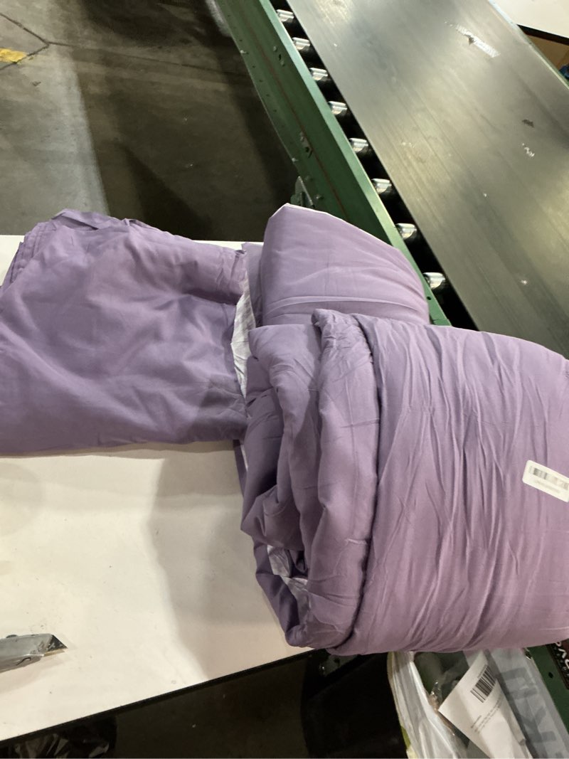 Condition photo showing item condition for Drucon Purple Comforter Set King Size 7 Piece Bed in a Bag, Boho Striped Bedding Set, Soft Microfibe