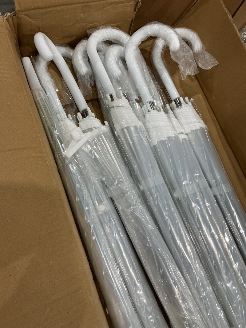 Condition photo showing Good Condition for 16 pack clear wedding umbrellas bulk – transparent umbrellas with j hook handle, windproof stick canopy for bride groom photography, outdoor events, party décor