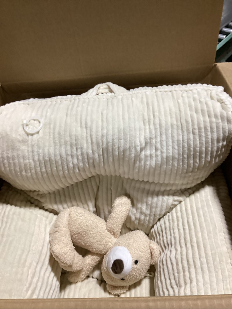 Condition photo showing Good Condition for momcaywex kids bean bag chair with a plush bear, comfy toddler chair for boys and girls, beige