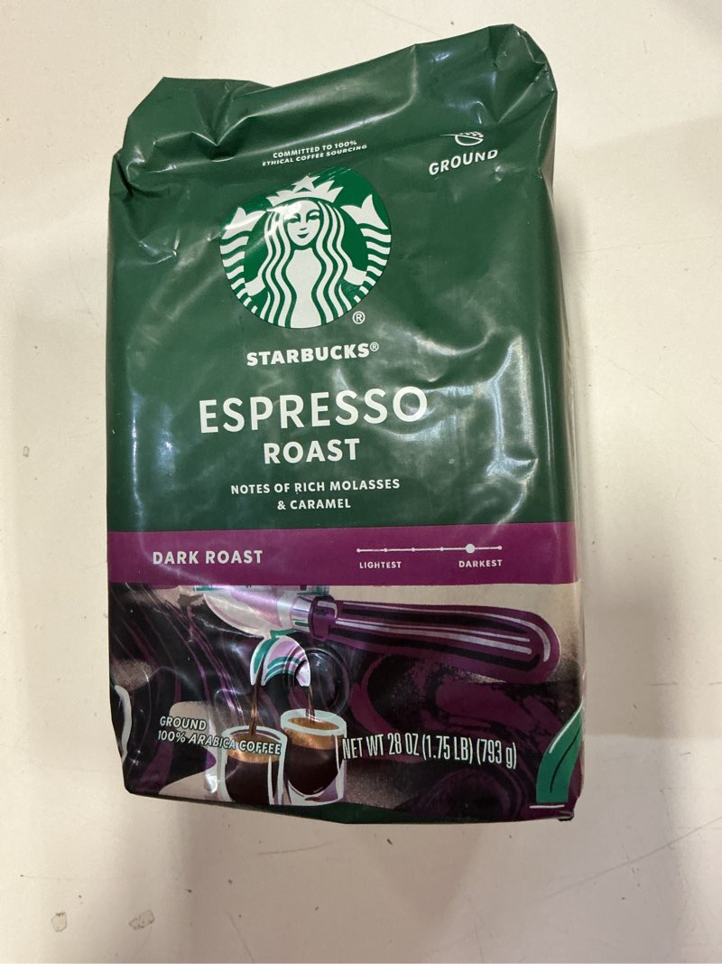 Condition photo showing New/Like New for (Best before 15-mar-2026)Starbucks Ground Coffee, Dark Roast Coffee, Espresso Roast, 100% Arabica, 1 bag (28 oz) 28 Ounce (Pack of 1)