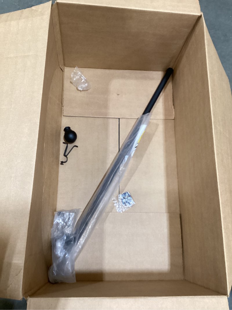Condition photo showing As Is for nicetown black curtain rods for window 48 to 86 inch, 1 1/8 diameter with ball finials for window treatment, adjustable length from 48 to 86-inch, matte black matte black 48" to 86" round