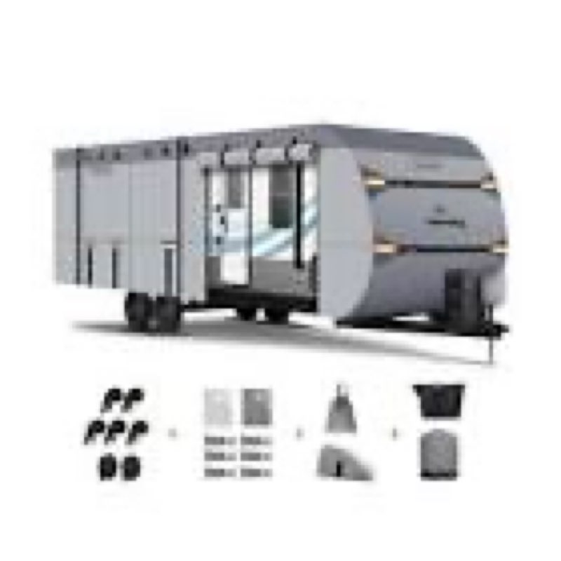 upgrade 7-layer heavy duty rv cover 30-33 ft | fits rvs with roof top a/c | all-weather travel trailer rv cover for snow & wind protection | rip-stop camper cover with 5+2 straps