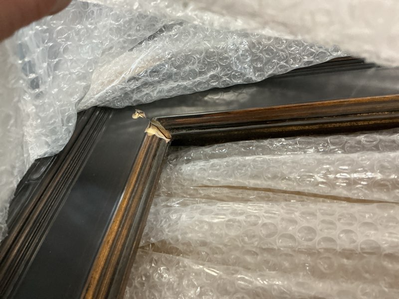 Condition photo showing As Is for creative mark museum plein aire ornate picture frame - 16x20 - antique black w/gold - pack of 1, high-end antique style frames - open back with no glass or backing