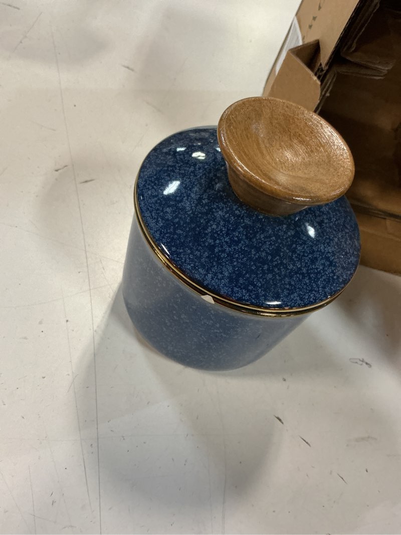 Condition photo showing Good Condition for DOWAN French Butter Crock, Ceramic Dish With Lid for Countertop and Fridge, Keeper With Waterline, F