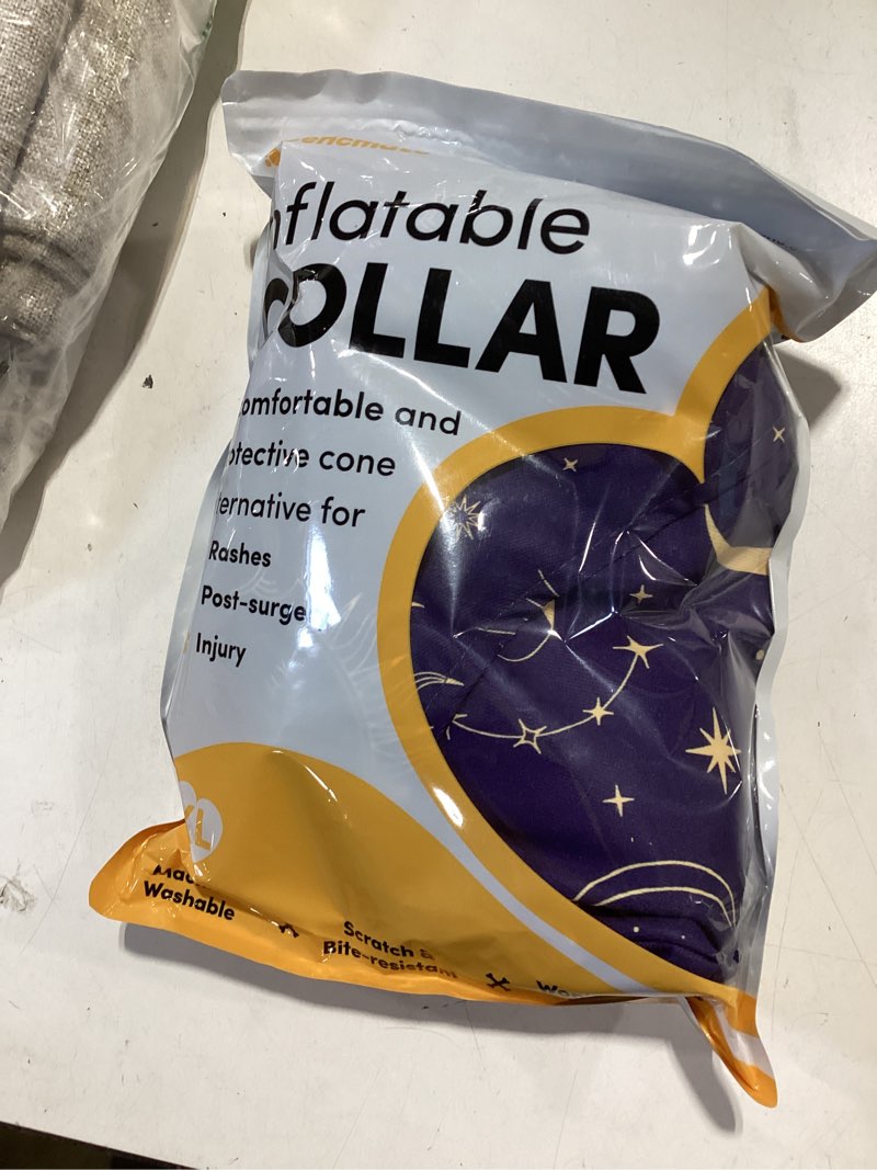 Condition photo showing As Is for bencmate inflatable dog cone collar alternative, soft dog cone for small medium large dogs and cats, neck recovery ecollar donut collar after surgery (xlarge, constellation) constellation x-large [neck:18"-21"]