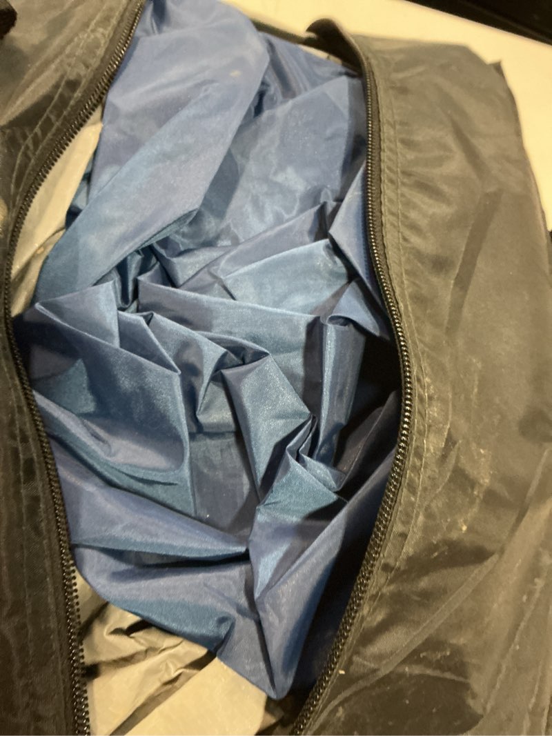 Condition photo showing As Is for kampkeeper side tent,1/2 person camping tents for 10' x 10' pop up canopy, easy set up gazebo,compatible with 10' wide canopies for camping & storage navy blue 2 person-side depth-60"
