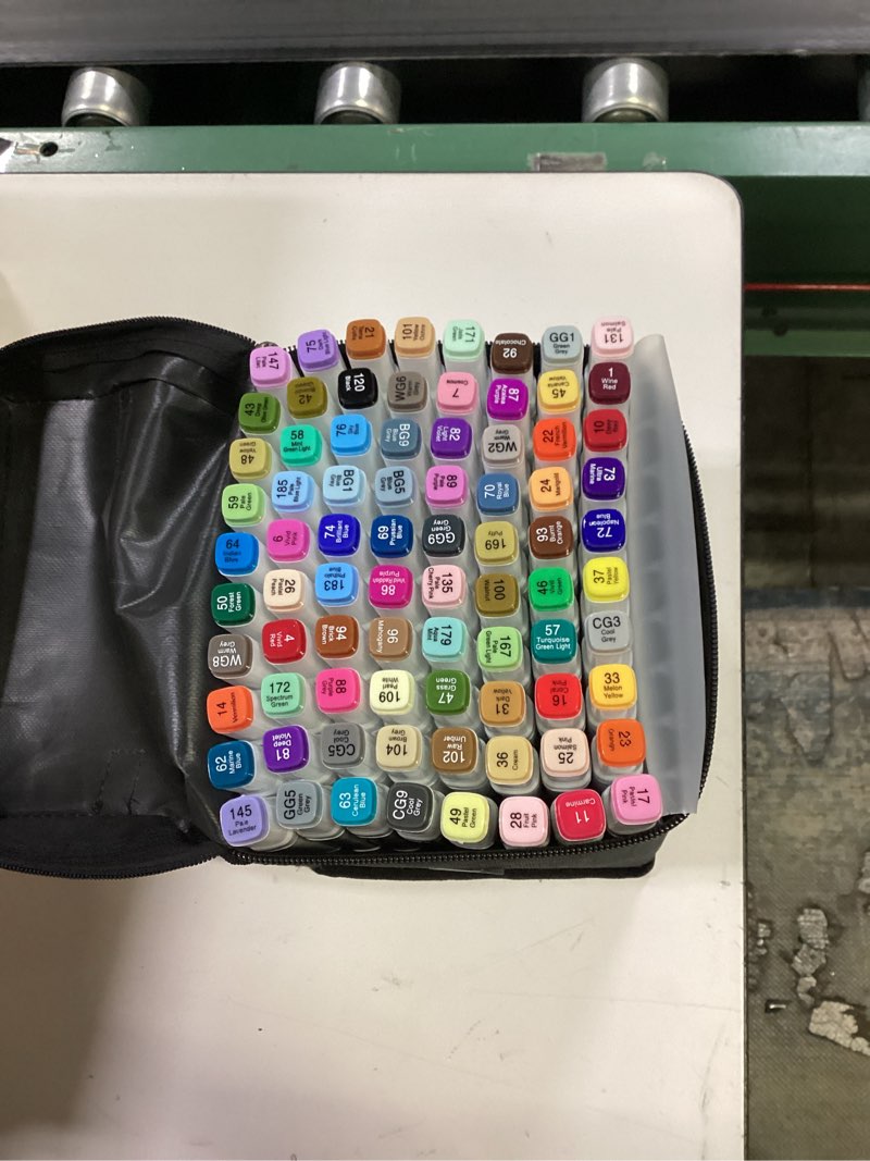 Condition photo showing Good Condition for AnyMark Alcohol Markers, 80 Colors Dual Tip Art Coloring Markers Set for Adult Book Drawing Sketchin