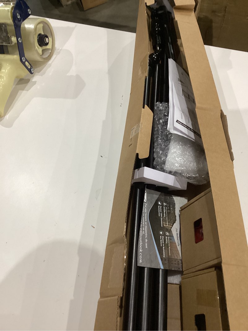 Condition photo showing Good Condition for TONIAL Bay Window Curtain Rods, 36 to 72 Inch Center Rod for window, 20 to 36 Inch Side Rods for windows 3/4 Inch Decorative Drapery Rods with Small Cap Finial, Light Black Light Black 36-72"(3 sided)