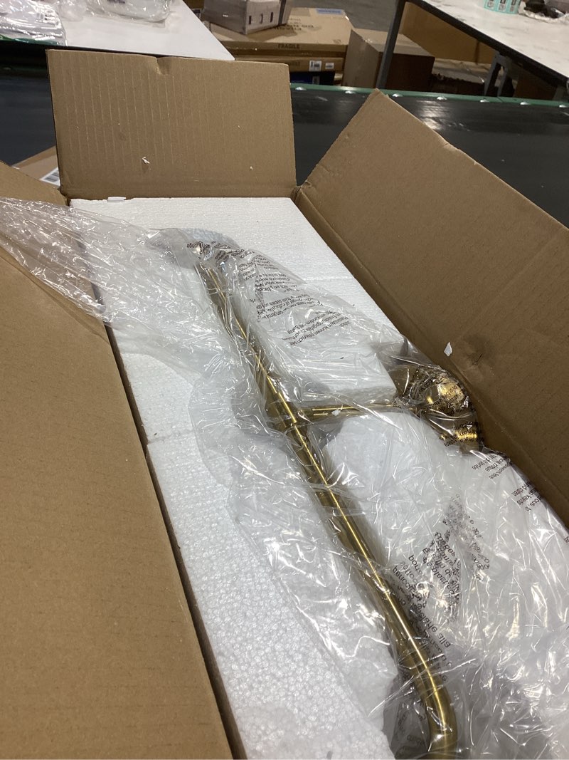 Condition photo showing Good Condition for Brushed Gold Bathroom Light Fixtures 3-Lights Vanity Lights with Milky White Frosted Glass Shade Bathroom Vanity Light 22.4 inch Wall Sconce Lighting Bath(Exclude E26 Bulb) Gold & Milky White 3 Light with Milky White Globe