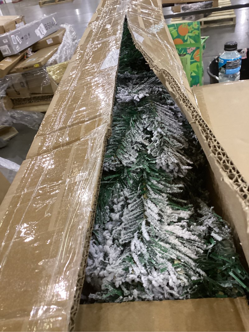 Condition photo showing As Is for 70 PCS 7 FT Half Christmas Tree with Lights and Ornaments for Wall Corner Artificial Half Xmas Tree with 200 LED Lights 500 Branches Balls Skirt Berry Stems for Holiday Decoration(Snow Color)