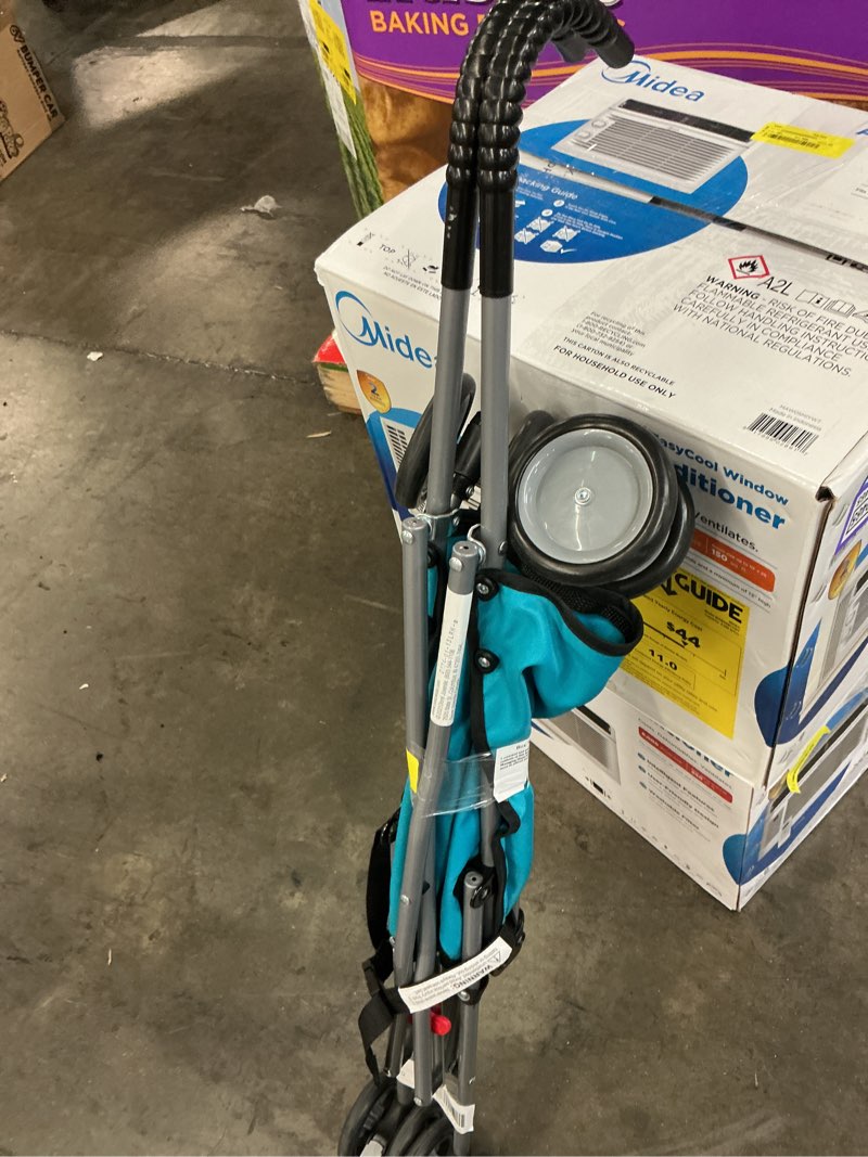 Condition photo showing As Is for cosco kids comfort height umbrella stroller, freshwater turquoise, toddler, unisex