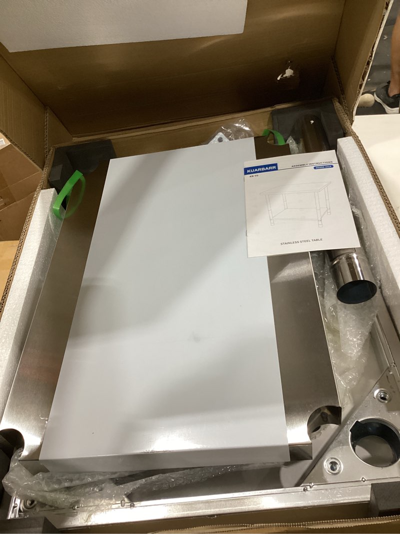 Condition photo showing Good Condition for kuarbarr stainless steel table for prep & work with undershelf 18 x 24 inches nsf metal commercial kitchen prep table with adjustable under shelf worktable for restaurant home outdoor table 18"x24"
