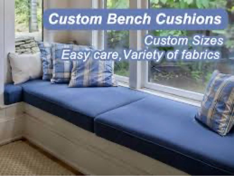 Blue bench cushions 