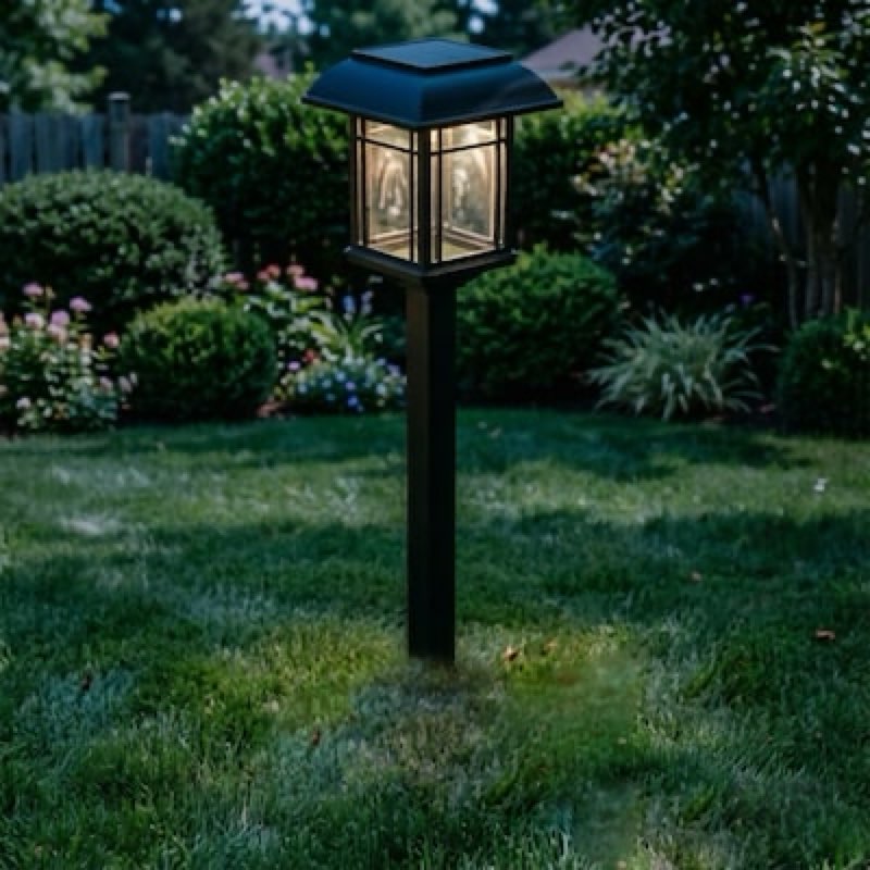 harbor breeze 10 -pack 6 -lumens black solar led outdoor path light kit with dusk-to-dawn sensor