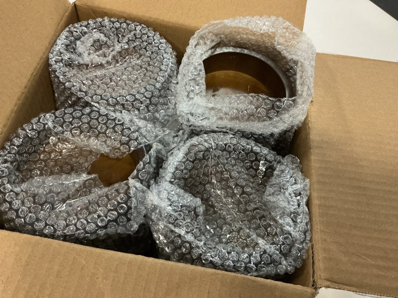 Condition photo showing Good Condition for TQVAI Large Bed Risers Heavy Duty, 5\" H(Inner 4\" H), 2200 LBS Loading Capacity, Anti-Fall Edge, 4 Pack Wooden Bed Lifts Risers with Non-Slip Pads for King Queen Twin Full Bed Frame, Retro Brown 5\"H(Inner 4\"H) Retro Brown