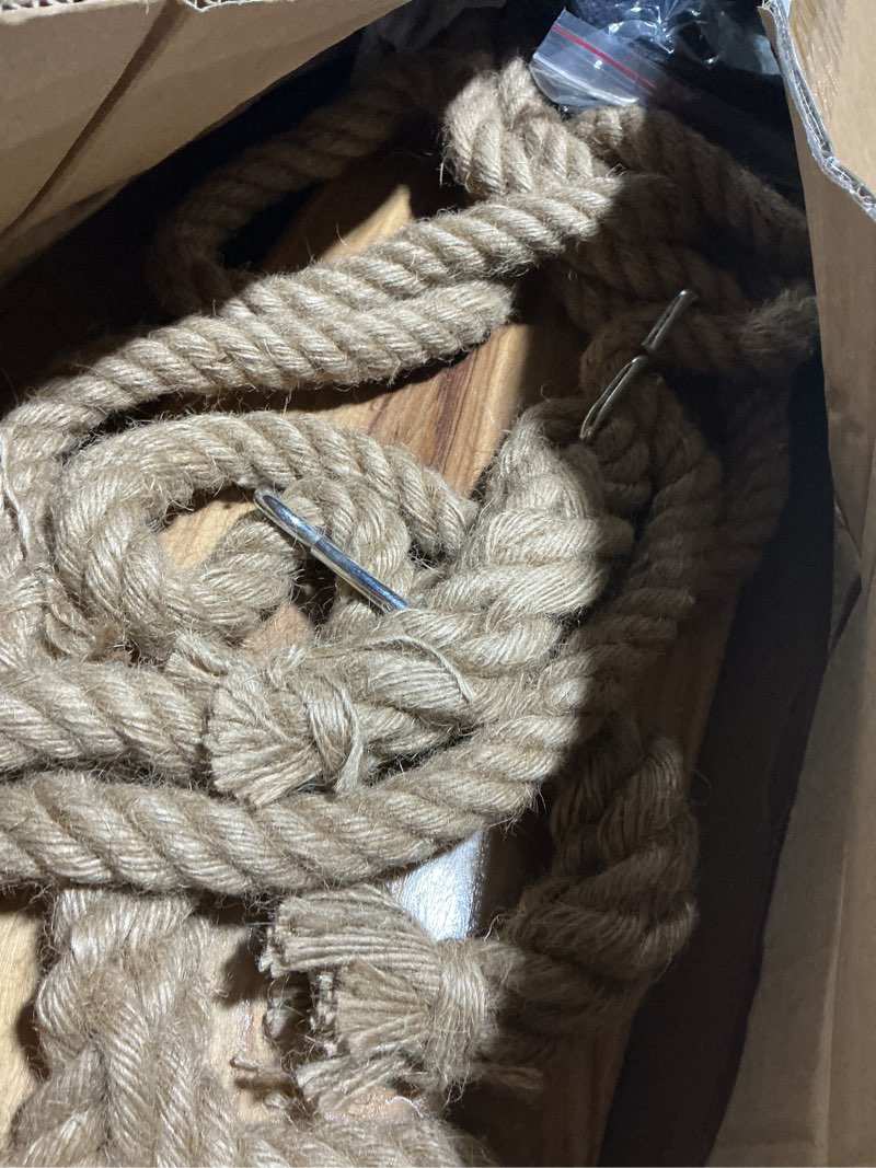 Condition photo showing Good Condition for Wooden Swing,Seat 24"x 8"x 1.2,500lbs,Adjustable Hemp Rope & Extension Tree Straps 100 inch,Outdoor Wood Swing,Wood Swings for Adults Kids