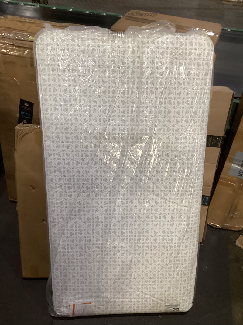 Condition photo showing Good Condition for Sealy Baby Firm Rest Antibacterial Breathable Crib Mattress, Made in USA, GREENGUARD Gold Certified, 204 Steel Coils, 2 Stage, Toddler Bed Fit, Waterproof, Non Toxic, Safety & Quality Tested, 52x28" Silver/Blue