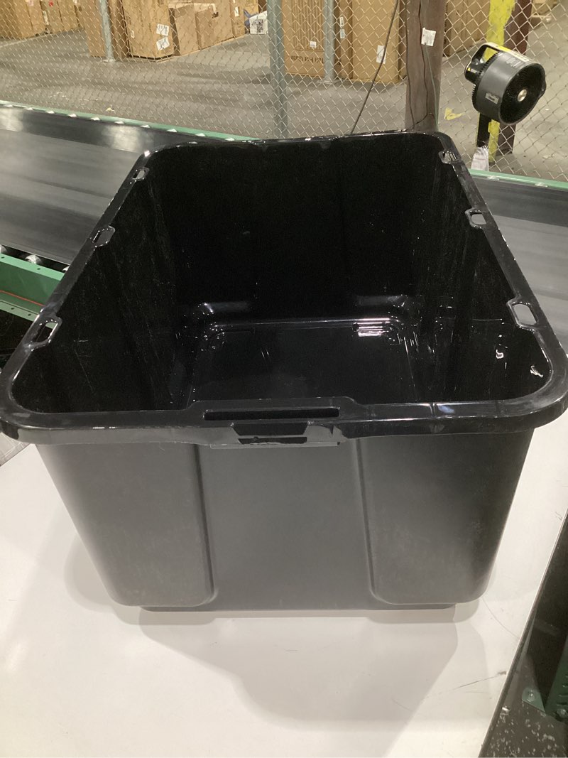 Condition photo showing As Is for (no lid, 1 bin)27 gallon storage bin |made in usa| heavy duty plastic tote containers for truckbed tool box organization, large