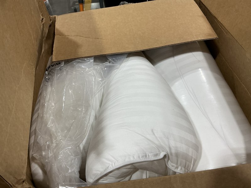 Condition photo showing Good Condition for beckham hotel collection bed pillows standard/queen size set of 2 - original soft down alternative pillow for sleeping - soft support for back, stomach or side sleepers queen / standard white